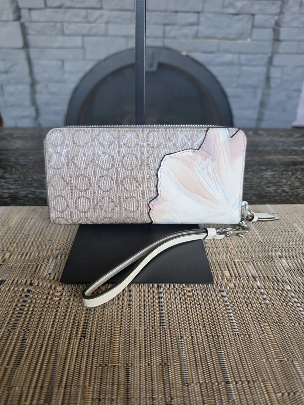 Calvin Klein Beige Signature Tote Bag with Wristlet Full Size Wallet